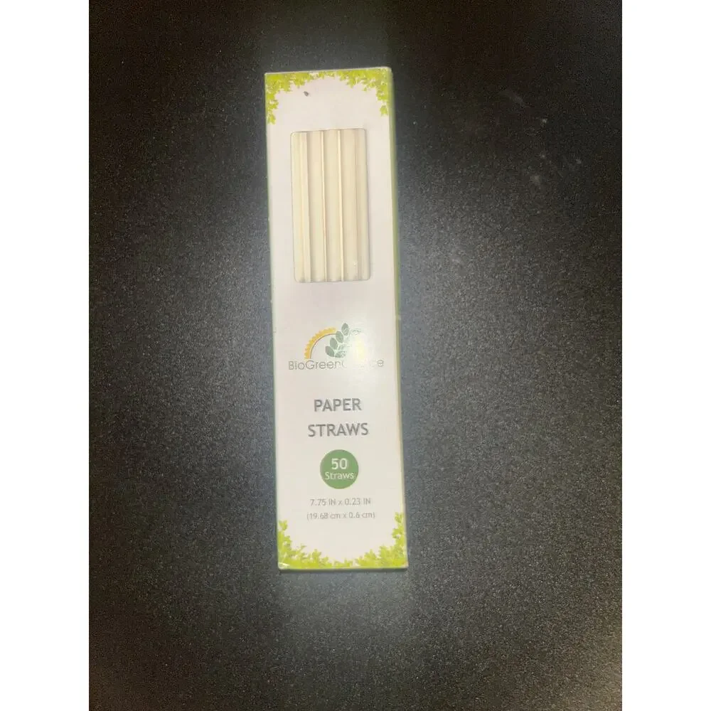 New 8 Packs 400 Total BioGreenChoice Paper Straws 7.75